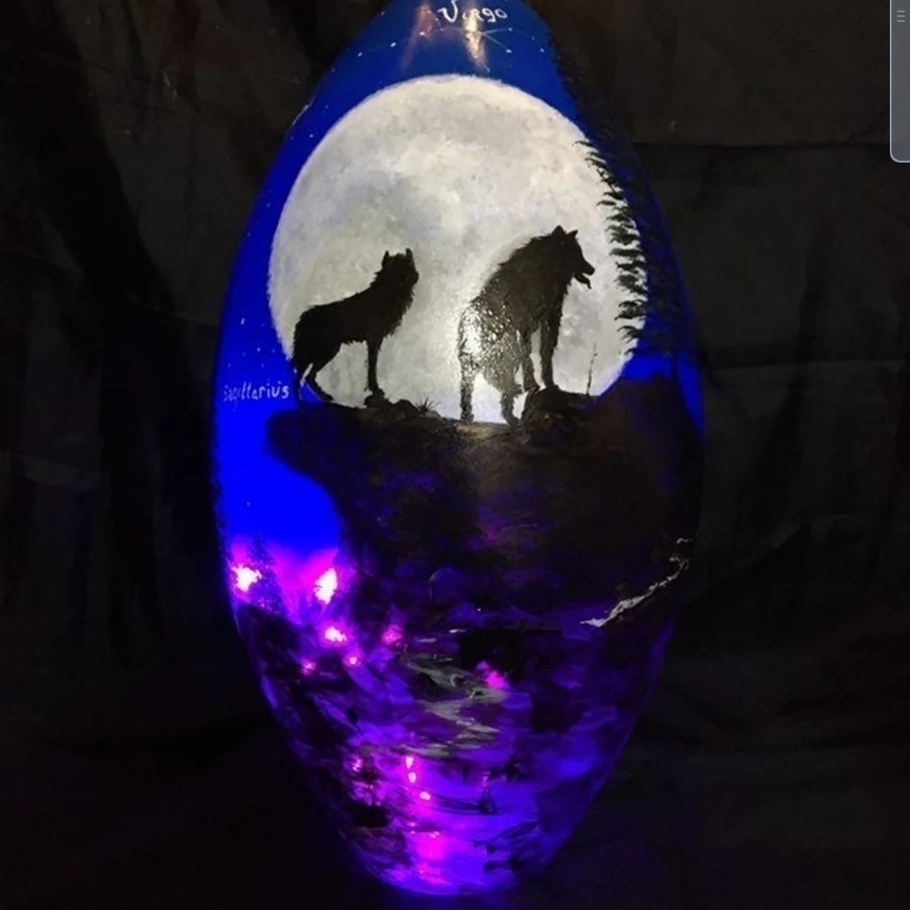 Blue Wolf Art Vase
